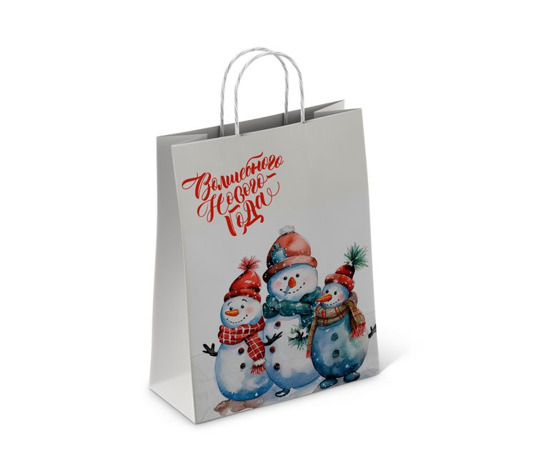 Пакет бумажный "Снеговики"