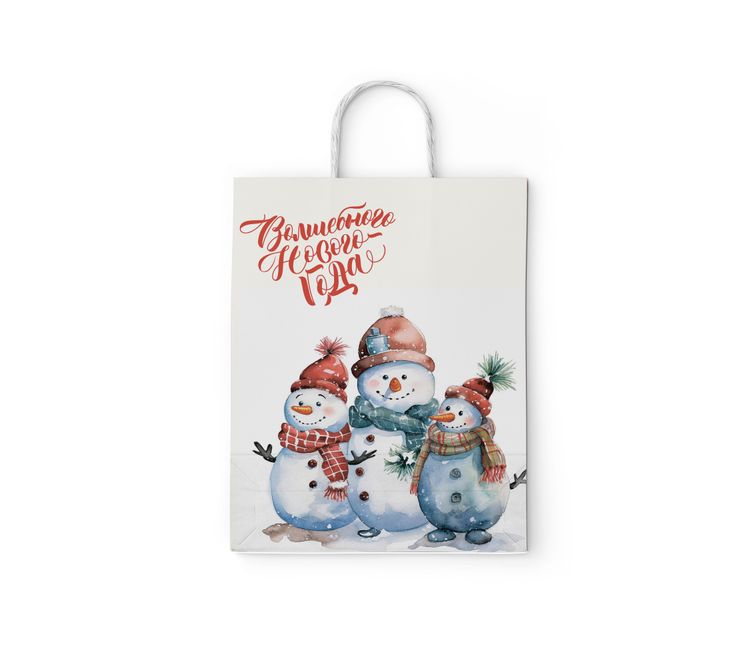 Пакет бумажный "Снеговики"